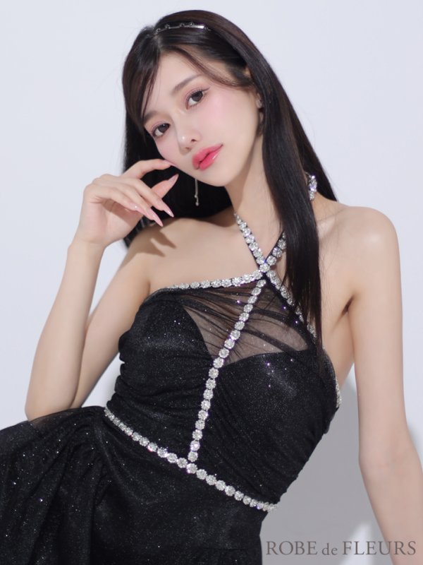 画像6: XSサイズあり【ROBE de FLEURS/ローブドフルール】バレエコア/ ラメチュール/ ビジュー/ フレア/ ミニドレス/ キャバドレス[OF08]