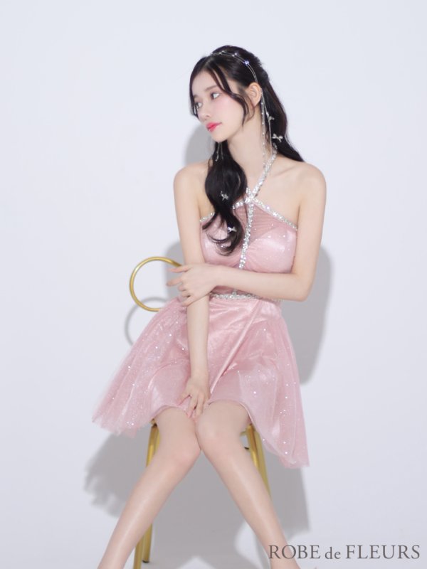 画像10: XSサイズあり【ROBE de FLEURS/ローブドフルール】バレエコア/ ラメチュール/ ビジュー/ フレア/ ミニドレス/ キャバドレス[OF08]