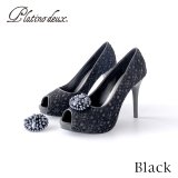 SALE!!在庫限り!【COMEX】 2color/ 11cmヒール/ グリッターラメ/ レース/ オープントゥパンプス[OF02]