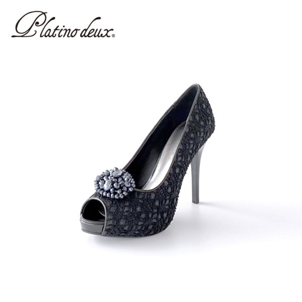 画像5: SALE!!在庫限り!【COMEX】 2color/ 11cmヒール/ グリッターラメ/ レース/ オープントゥパンプス[OF02]