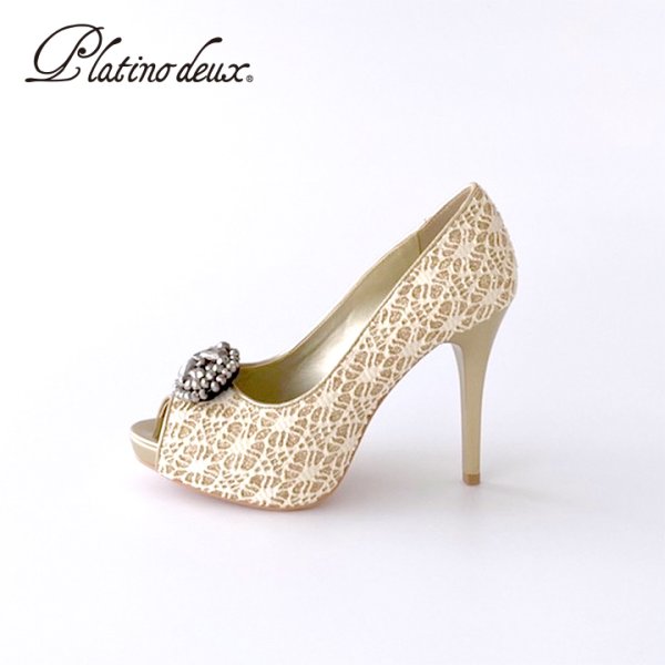 画像9: SALE!!在庫限り!【COMEX】 2color/ 11cmヒール/ グリッターラメ/ レース/ オープントゥパンプス[OF02]