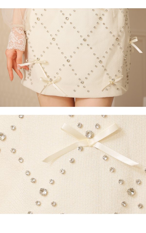 画像14: XSサイズあり【ROBE de FLEURS/ローブドフルール】袖チュール/ ランダムリボン/ セットアップ/ ミニドレス/ キャバドレス[OF08]