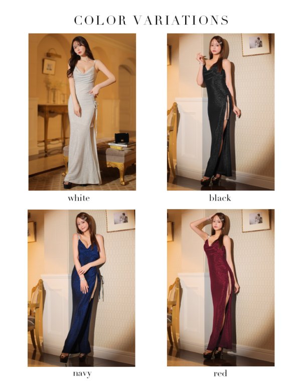 画像15: 【Glossy/グロッシー】バックオープン/ サイドリボン/ ラメニット/ ロング/ キャバドレスlong[OF08]