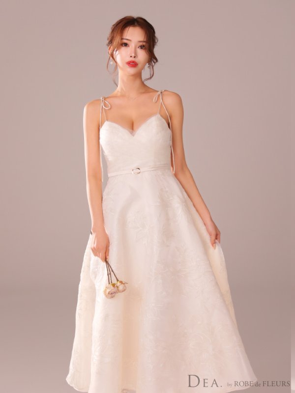 画像21: XS-Lサイズあり【DEA./ディア】花柄刺繍/ オーガンジー/ フレア/ ワンピース/ ミモレ丈/ ミディアムドレス/ キャバドレス long[OF08]