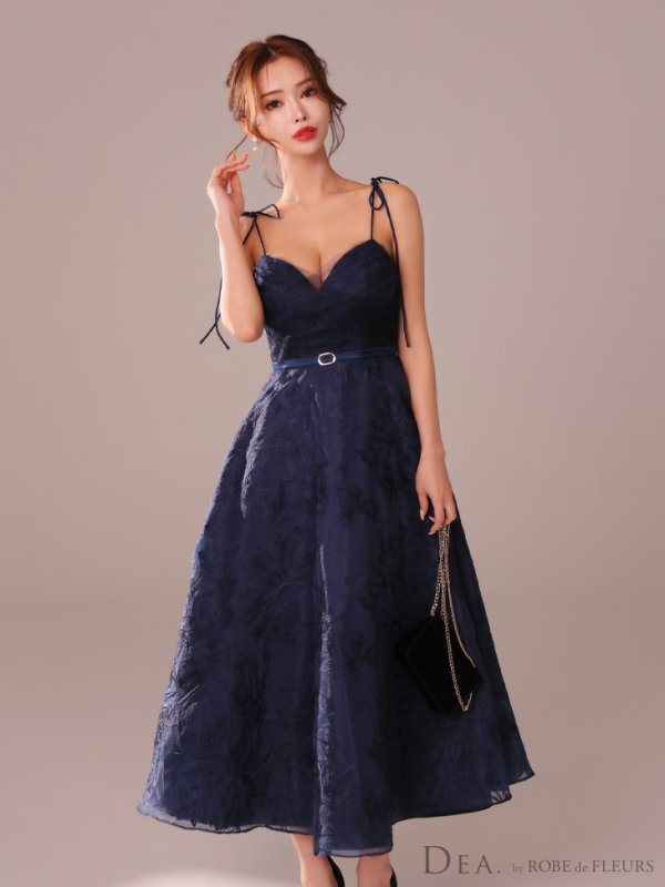 画像17: XS-Lサイズあり【DEA./ディア】花柄刺繍/ オーガンジー/ フレア/ ワンピース/ ミモレ丈/ ミディアムドレス/ キャバドレス long[OF08]