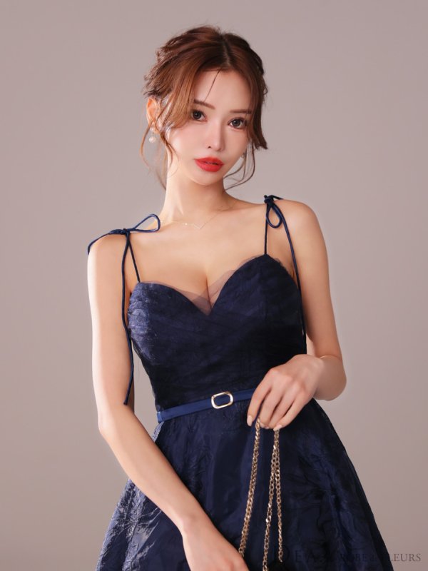 画像18: XS-Lサイズあり【DEA./ディア】花柄刺繍/ オーガンジー/ フレア/ ワンピース/ ミモレ丈/ ミディアムドレス/ キャバドレス long[OF08]