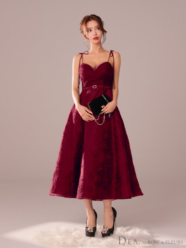 画像3: XS-Lサイズあり【DEA./ディア】花柄刺繍/ オーガンジー/ フレア/ ワンピース/ ミモレ丈/ ミディアムドレス/ キャバドレス long[OF08]