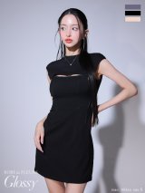 XSサイズあり【ROBE de FLEURS Glossy/ローブ・ド・フルール グロッシー】バックオープン/ バストスリット/ シンプル/ ミニドレス/ キャバドレス[OF2]