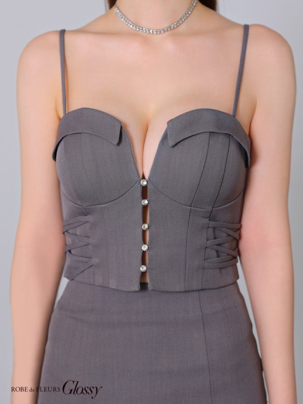 画像27: XSサイズあり【Glossy/グロッシー】サイド編み上げ/ バストカット/ タイト/ セットアップ/ ミニドレス/ キャバドレス[OF08]