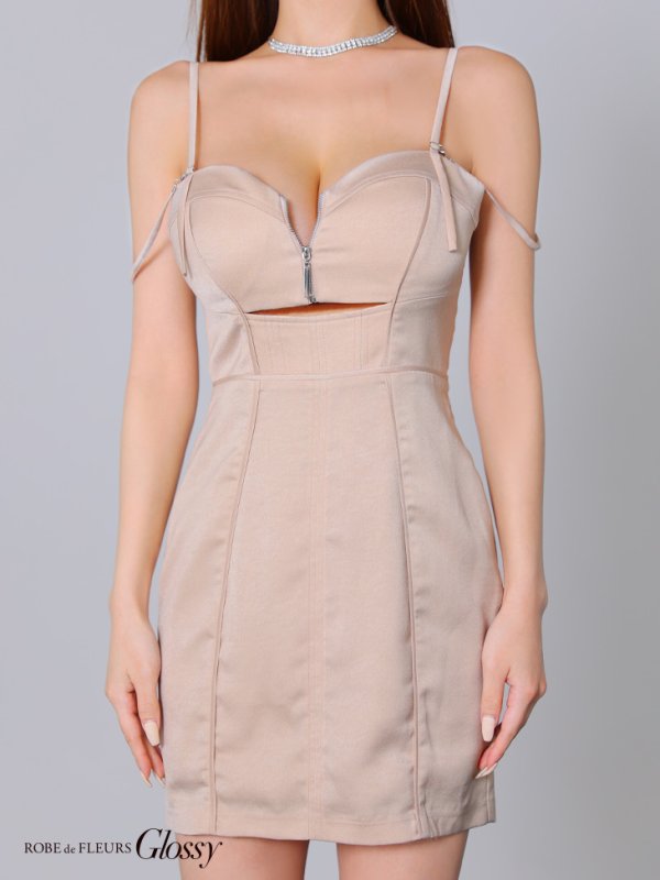 画像19: XSサイズあり【Glossy/グロッシー】バストジップ/ フェイクスエード/ パイピング/ タイト/ ミニドレス/ キャバドレス[OF08]