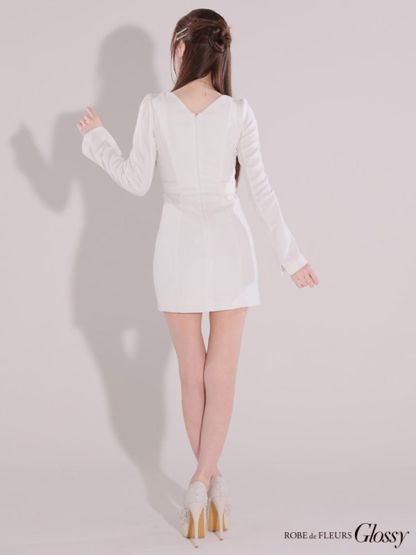 画像2: XSサイズあり【Glossy/グロッシー】センタージップデザイン/ ロングスリーブ/ シンプル/ ミニドレス/ キャバドレス[OF2]