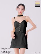 XSサイズあり【ROBE de FLEURS Glossy/ローブ・ド・フルール グロッシー】チョーカーデザイン/ フロントボタン/ タイト/ ミニドレス/ キャバドレス[OF2]