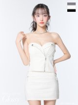 XSサイズあり【ROBE de FLEURS Glossy/ローブ・ド・フルール グロッシー】2way/ ストライプ/ ジップ/ タイト/ ミニドレス/ キャバドレス[OF2]