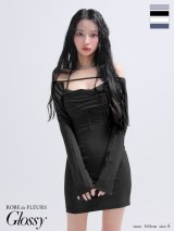 XSサイズあり【Glossy/グロッシー】ボレロ/ スエード/ ロングスリーブ/ ホルター/ タイト/ ミニドレス/ キャバドレス[OF2]