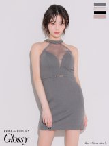 XSサイズあり【Glossy/グロッシー】シアーバスト/ ホルター/ ワッフル/ タイト/ ミニドレス/ キャバドレス[OF2]