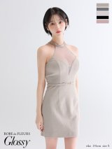 XSサイズあり【Glossy/グロッシー】シアーバスト/ ホルター/ ワッフル/ タイト/ ミニドレス/ キャバドレス[OF08]