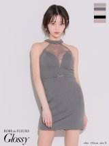 XSサイズあり【Glossy/グロッシー】シアーバスト/ ホルター/ ワッフル/ タイト/ ミニドレス/ キャバドレス[OF08]