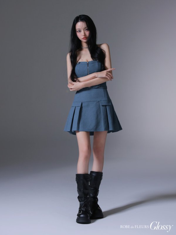 ブルー モデル：まおちゃる　身長：158cm　着用サイズ：Sサイズ