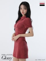 【予約商品/9月上旬発送予定】XSサイズあり【Glossy/グロッシー】スエード/ バストカット/ 半袖/ ミニドレス/ キャバドレス[OF08]