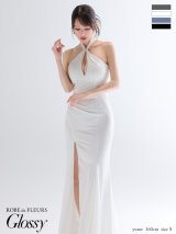 【予約商品/9月中旬発送予定】Lサイズあり【Glossy/グロッシー】クロスホルター/ ストレッチサテン/ マーメイド/ ロングドレス/ キャバドレス[OF08]