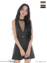 【予約商品/10月中旬発送予定】XSサイズあり【Glossy/グロッシー】チュール/ メルトン/ ホルター/ ベルト/ フレア/ ミニドレス/ キャバドレス[OF08]