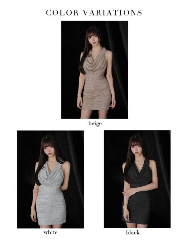 画像15: 【予約商品/12月中旬発送予定】XSサイズあり【Glossy/グロッシー】ラメニット/ カウルネック/ シャーリング/ ノースリーブ/ タイト/ ミニドレス/ キャバドレス[OF08]