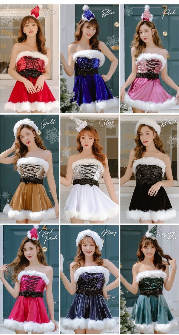 画像21: 【即日発送】【クリスマスコスプレ4点セット】【Malymoon/マリームーン】レースアップxウエストリボンサンタコスプレ【フリーサイズ/8カラー】[YMT]