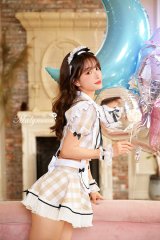 【即日発送】ギンガムチェックメイドコスプレ【マリームーン】【ハロウィンコスプレ8点セット】【2サイズ/1カラー】[HC02]