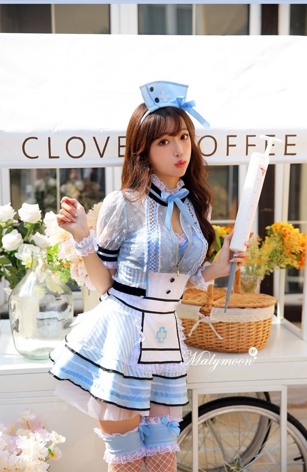 画像1: 【即日発送】ジッパーナースコスプレ【マリームーン】【ハロウィンコスプレ7点セット】【フリーサイズ/2カラー】[YMT]