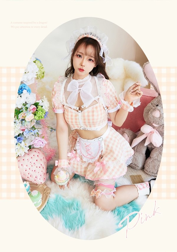 画像5: 【即日発送】ハーネスポップギンガムチェックメイド【マリームーン】【ハロウィンコスプレ8点セット】【フリーサイズ/3カラー】[OF04]