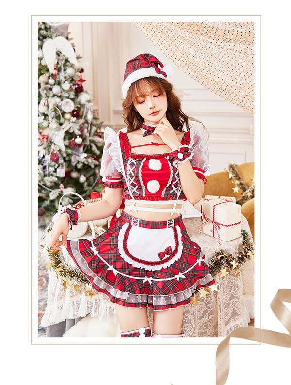 画像4: 【即日発送！】【クリスマスコスプレ8点セット】【Malymoon/マリームーン】ガーリーチェックサンタ【フリーサイズ/1カラー】[OF03]