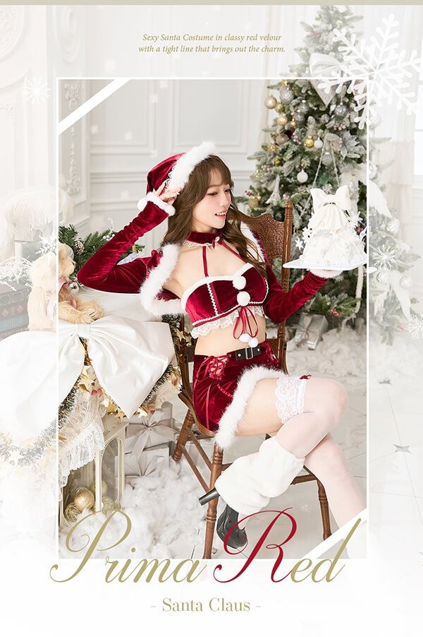 画像2: 【クリスマスコスプレ6点セット】【Malymoon/マリームーン】プリマレッドセクシーサンタセットアップ【フリーサイズ/1カラー】[OF03]