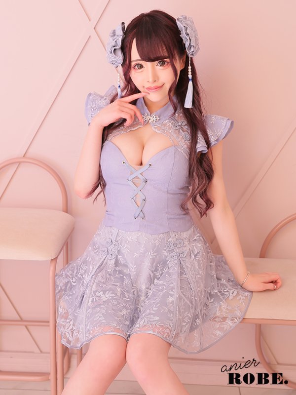 画像3: Lサイズあり【ANIER./アニエル】【ROBE de FLEURS/ローブドフルール】チャイナ/ 編み上げ/ ツーピース/ タイト/ ミニドレス/ キャバドレス [ヘッドアクセ付き][OF08]