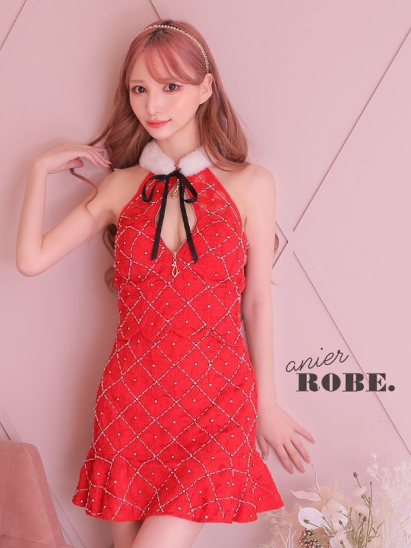画像4: 【即日発送】【ANIER./アニエル】【ROBE de FLEURS/ローブドフルール】ジップ/サンタ/クリスマス/セットアップ/ ミニドレス/ キャバドレス[OF08]