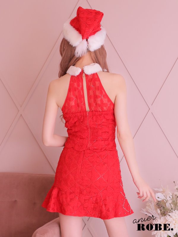 画像5: 【即日発送】【ANIER./アニエル】【ROBE de FLEURS/ローブドフルール】ジップ/サンタ/クリスマス/セットアップ/ ミニドレス/ キャバドレス[OF08]