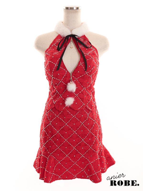 画像9: 【即日発送】【ANIER./アニエル】【ROBE de FLEURS/ローブドフルール】ジップ/サンタ/クリスマス/セットアップ/ ミニドレス/ キャバドレス[OF08]