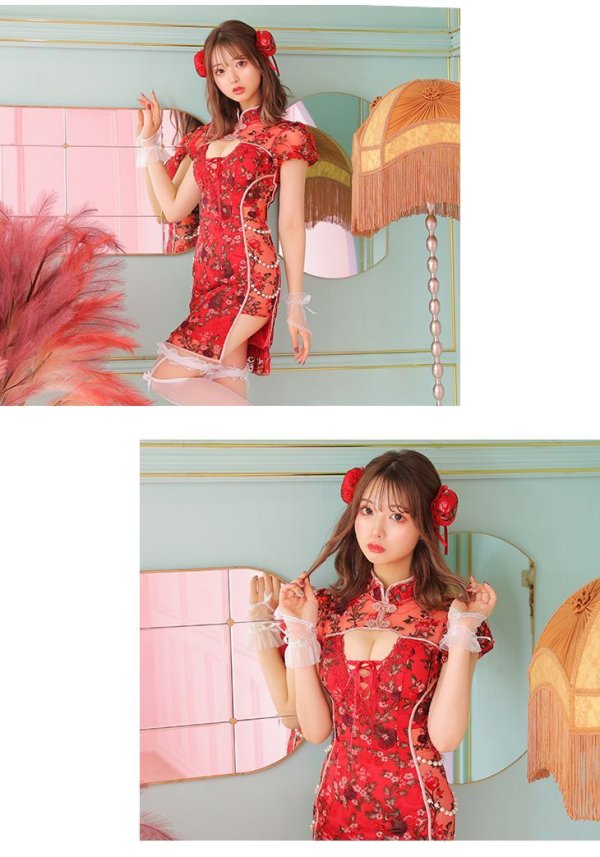 画像6: 【即日発送】XSサイズあり 【ANIER./アニエル】【ROBE de FLEURS/ローブドフルール】刺繍レース/ パールチェーン/ コスプレ/ チャイナドレス/ ミニドレス/ キャバドレス[YMT]