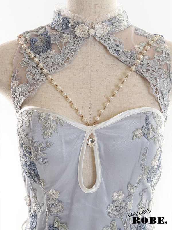 画像11: 【即日発送】XSサイズあり 【ANIER./アニエル】【ROBE de FLEURS/ローブドフルール】パステル刺繍レース/ パール/ コスプレ/ チャイナドレス/ ミニドレス/ キャバドレス[ヘッドアクセ付き][YMT]