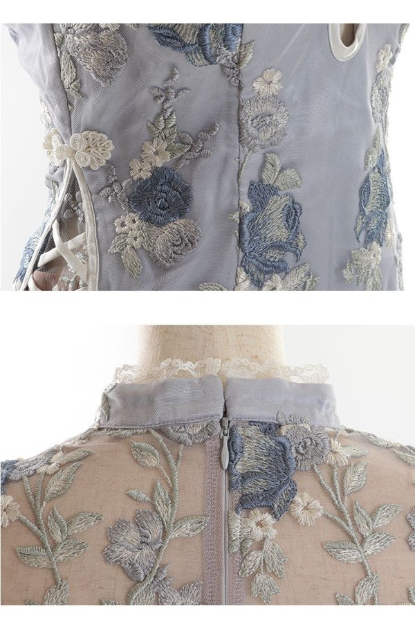 画像15: 【即日発送】XSサイズあり 【ANIER./アニエル】【ROBE de FLEURS/ローブドフルール】パステル刺繍レース/ パール/ コスプレ/ チャイナドレス/ ミニドレス/ キャバドレス[ヘッドアクセ付き][YMT]