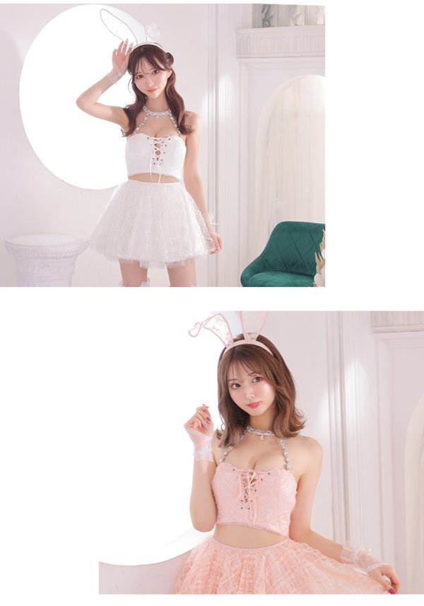 画像3: 【即日発送】XSサイズあり 【ANIER./アニエル】【ROBE de FLEURS/ローブドフルール】ビジュー/ ツーピース/ バニー/ コスプレ/ ミニドレス/ キャバドレス[カチューシャ付き][YMT]