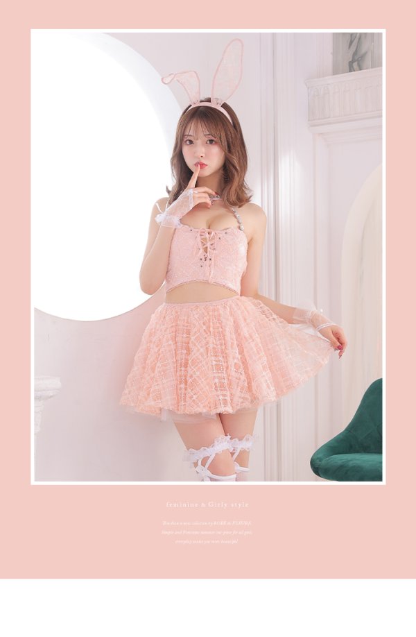 画像5: 【即日発送】XSサイズあり 【ANIER./アニエル】【ROBE de FLEURS/ローブドフルール】ビジュー/ ツーピース/ バニー/ コスプレ/ ミニドレス/ キャバドレス[カチューシャ付き][YMT]