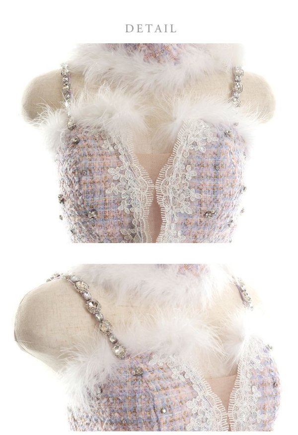 画像13: 【即日発送】XSサイズあり【ANIER./アニエル】【ROBE de FLEURS/ローブドフルール】ツイード/ ツーピース/ 2ピース/ セットアップ/ サンタ/ クリスマス/ ミニドレス/ キャバドレス[帽子付き・胸元のファー取り外し可能][OF08]