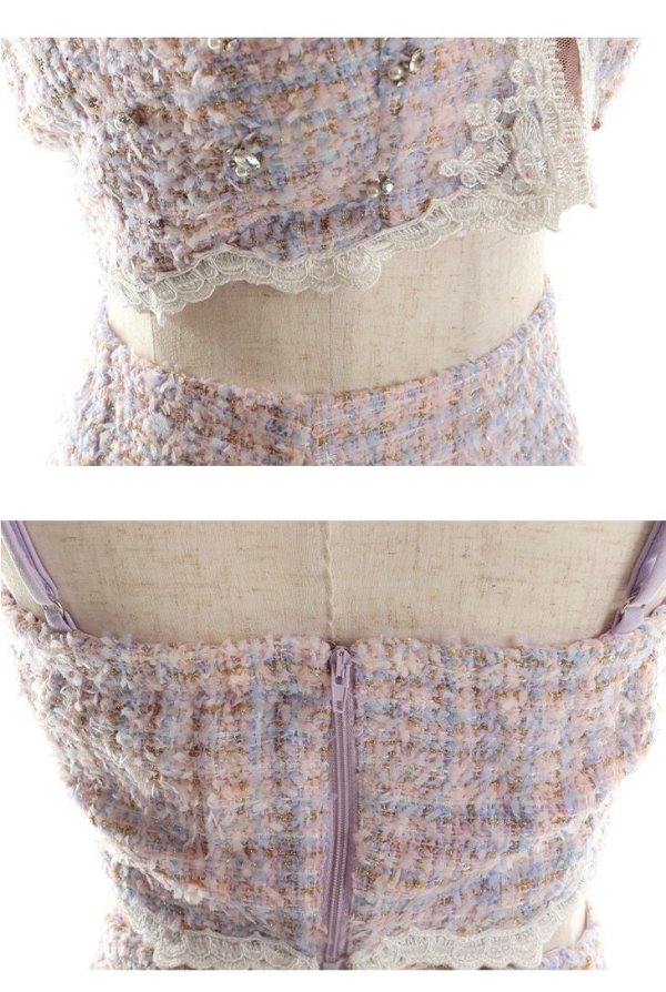 画像14: 【即日発送】XSサイズあり【ANIER./アニエル】【ROBE de FLEURS/ローブドフルール】ツイード/ ツーピース/ 2ピース/ セットアップ/ サンタ/ クリスマス/ ミニドレス/ キャバドレス[帽子付き・胸元のファー取り外し可能][OF08]