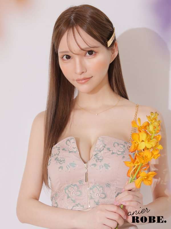 画像5: 【ANIER./アニエル】【ROBE de FLEURS/ローブドフルール】フラワーレース/ チェーン/ キャミソール/ ビジュー/ ミディアム丈/ セットアップ/ 2ピース/ ミディアムドレス/ キャバドレス[OF08]