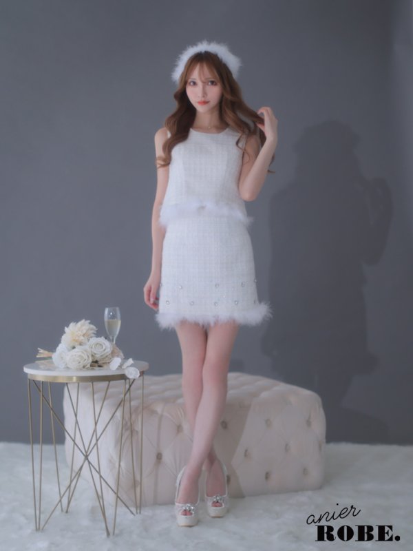 画像7: XSサイズあり【ANIER./アニエル】【ROBE de FLEURS/ローブドフルール】 Luxury simple set up Santa/ シンプル/ ツイード/ ノースリーブ/ セットアップ/ サンタ/ ミニドレス/ キャバドレス [ファー取り外し可能・帽子付］[OF08]