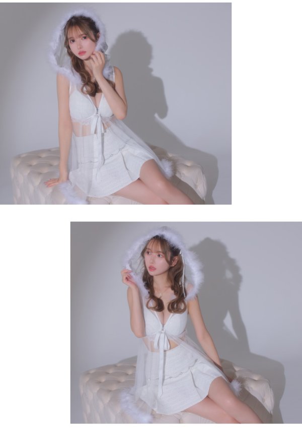 画像10: 【ノベルティ対象】XSサイズあり【ANIER./アニエル】【ROBE de FLEURS/ローブドフルール】 Sweet fairy baby doll Santa/ チュール/ ノースリーブ/ セットアップ/ サンタ/ ミニドレス/ キャバドレス[胸元のファー取り外し可能］[YMT]