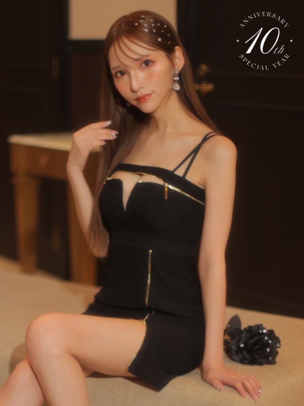 画像8: 10th SPECIAL COLLECTION【XSサイズあり】【ROBE de FLEURS/ローブドフルール】Simply Blend xoxo Dress/ キャミソール/ 切替/ ジップデザイン/ タイト/ ミニドレス/ キャバドレス[OF08]