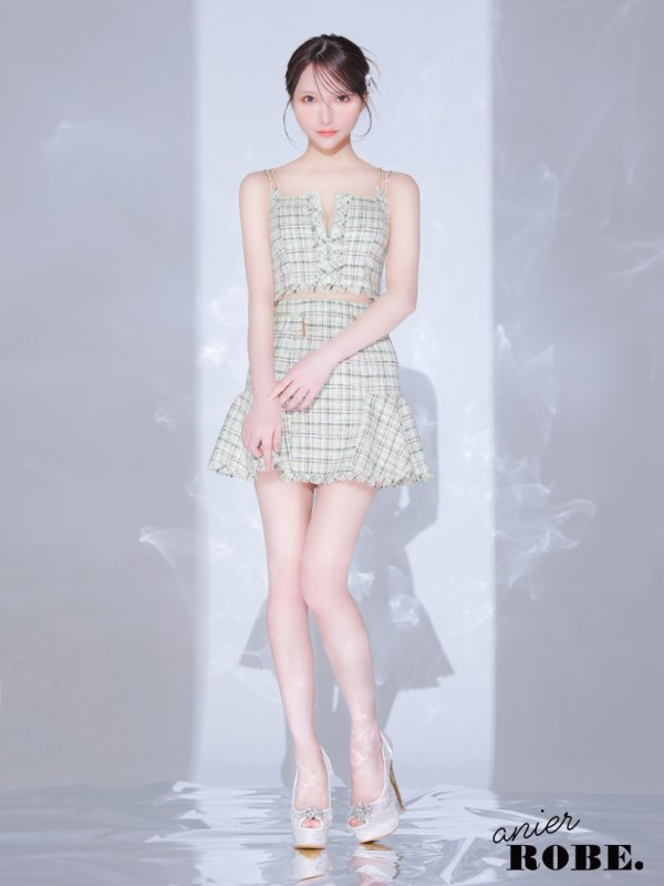 画像5: XSサイズあり【ANIER./アニエル】【ROBE de FLEURS/ローブドフルール】setup cami check tweed dress/ セットアップ/ キャミソール/ チェック/ ツイード/ ミニドレス/ キャバドレス[OF08]