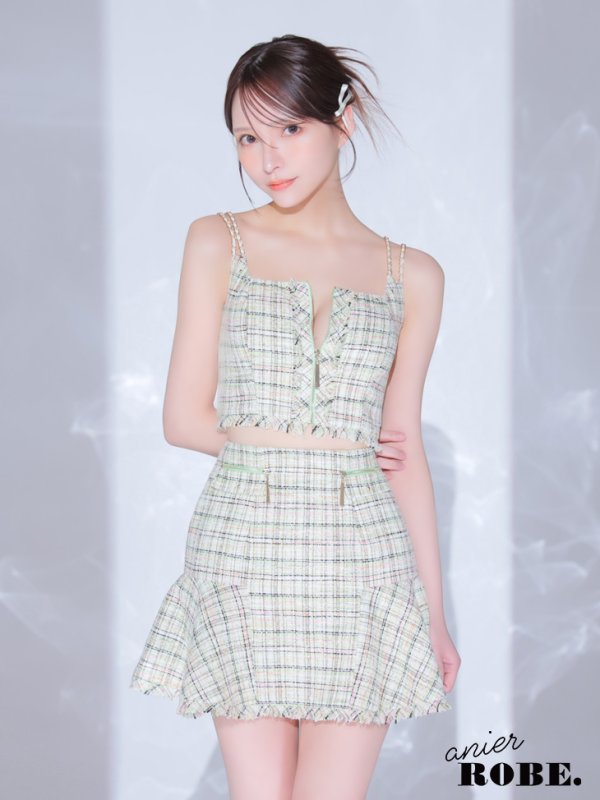画像9: XSサイズあり【ANIER./アニエル】【ROBE de FLEURS/ローブドフルール】setup cami check tweed dress/ セットアップ/ キャミソール/ チェック/ ツイード/ ミニドレス/ キャバドレス[OF08]