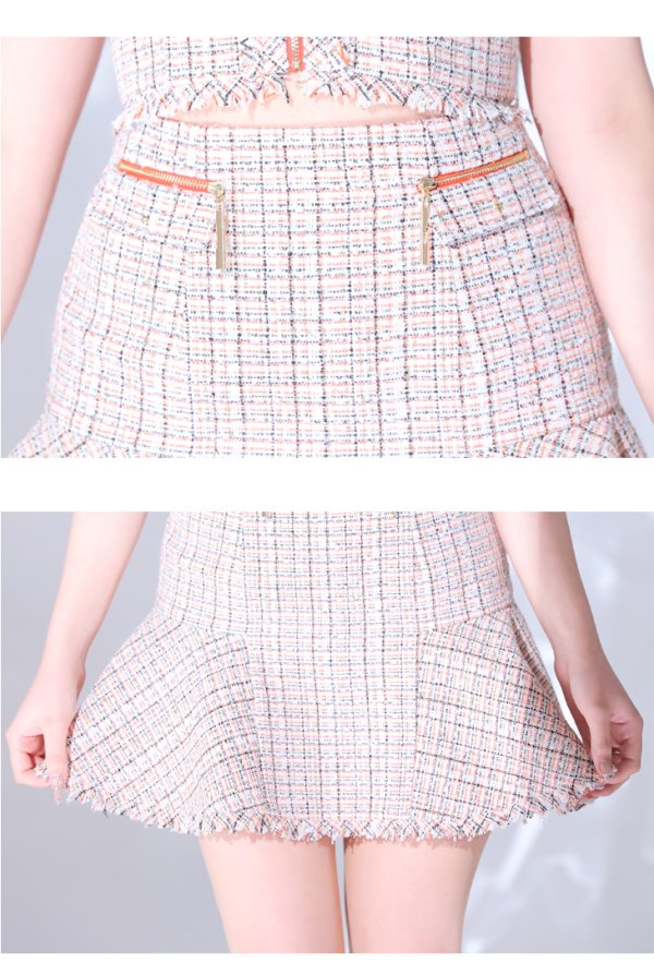 画像14: XSサイズあり【ANIER./アニエル】【ROBE de FLEURS/ローブドフルール】setup cami check tweed dress/ セットアップ/ キャミソール/ チェック/ ツイード/ ミニドレス/ キャバドレス[OF08]